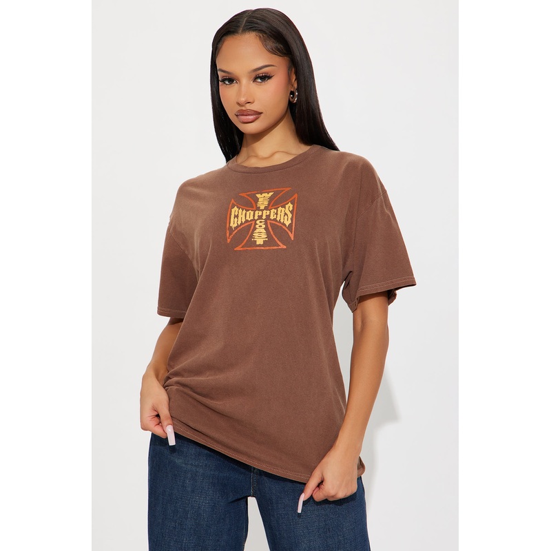 West Coast Choppers Snake Washed Tee – Brown