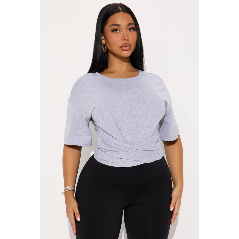 Zero Warning Tie Waist Short Sleeve Tshirt – Heathered Grey