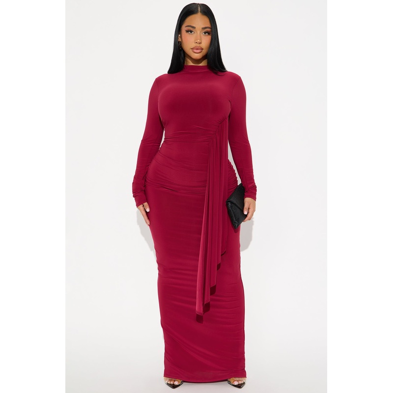 Ackens Snatched Maxi Dress – Burgundy