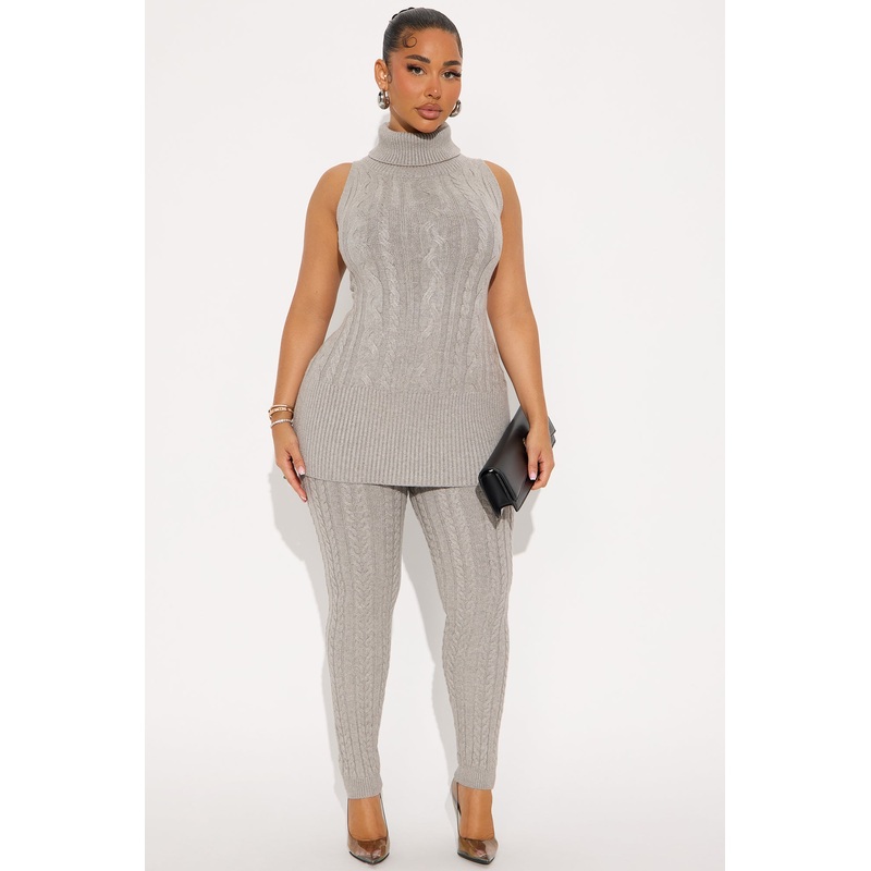 Alessia Sleeveless Sweater Pant Set – Grey