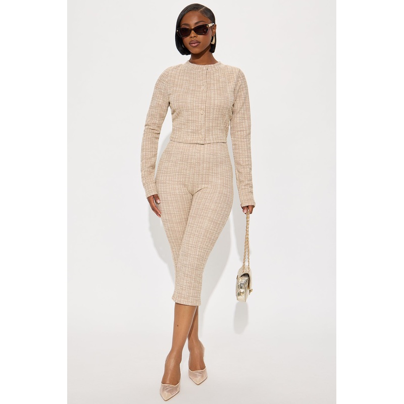 Aurora Tweed Capri Set – Taupe