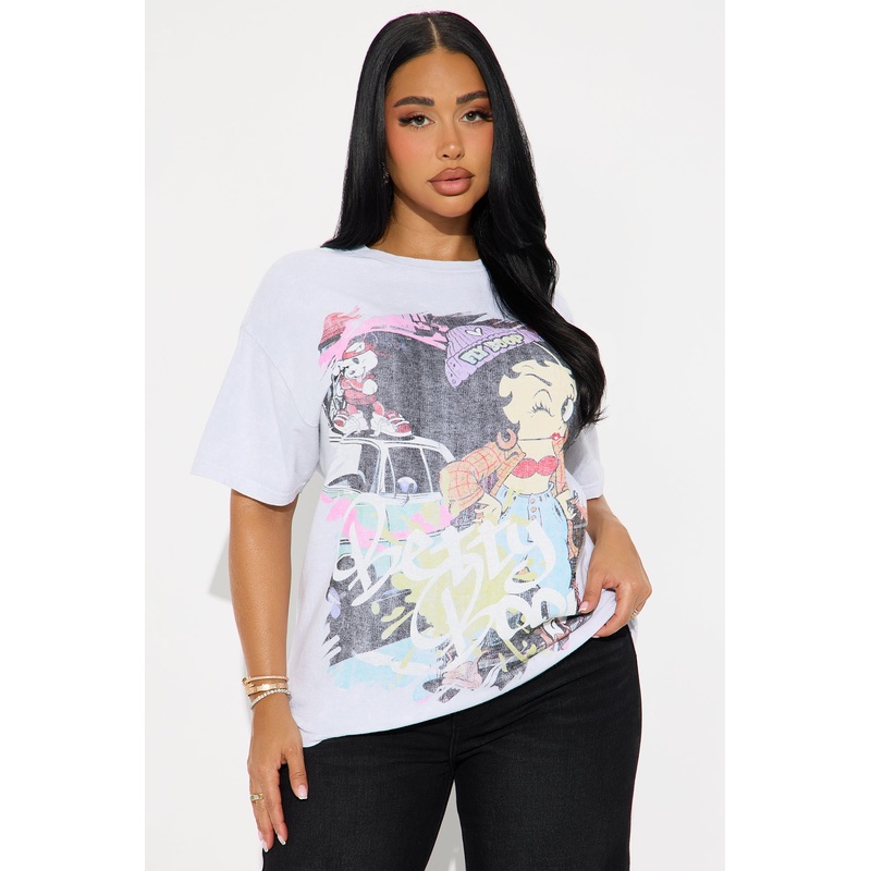 Betty Boop Chillin’ Washed Tee – Grey Mineral Wash