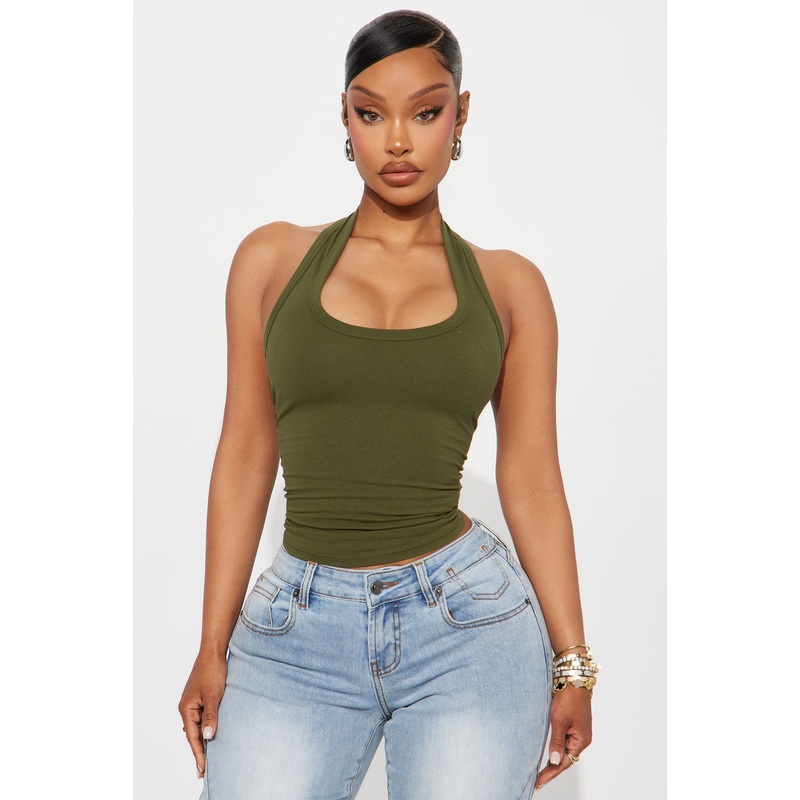 Day In The Life Halter Top – Olive