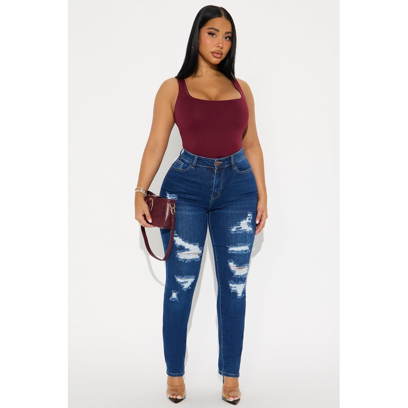 Spicy Mami Ripped Mom Jeans – Dark Wash