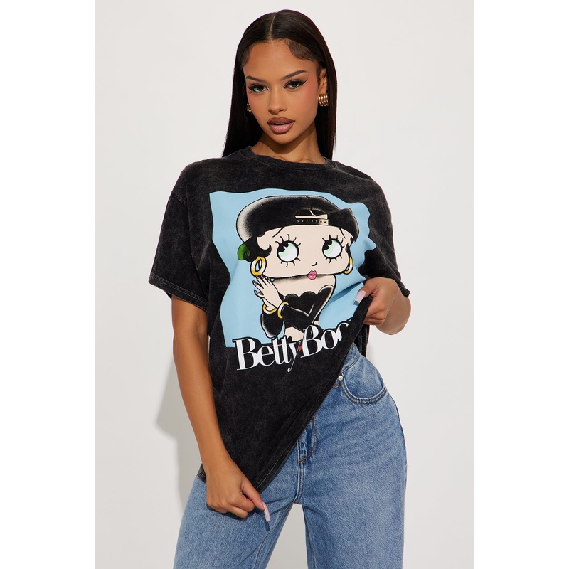 Betty Boop Praying Washed Tee – Black