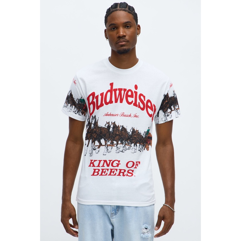 Budweiser King Of Beers Clydesdales Short Sleeve Tee – White