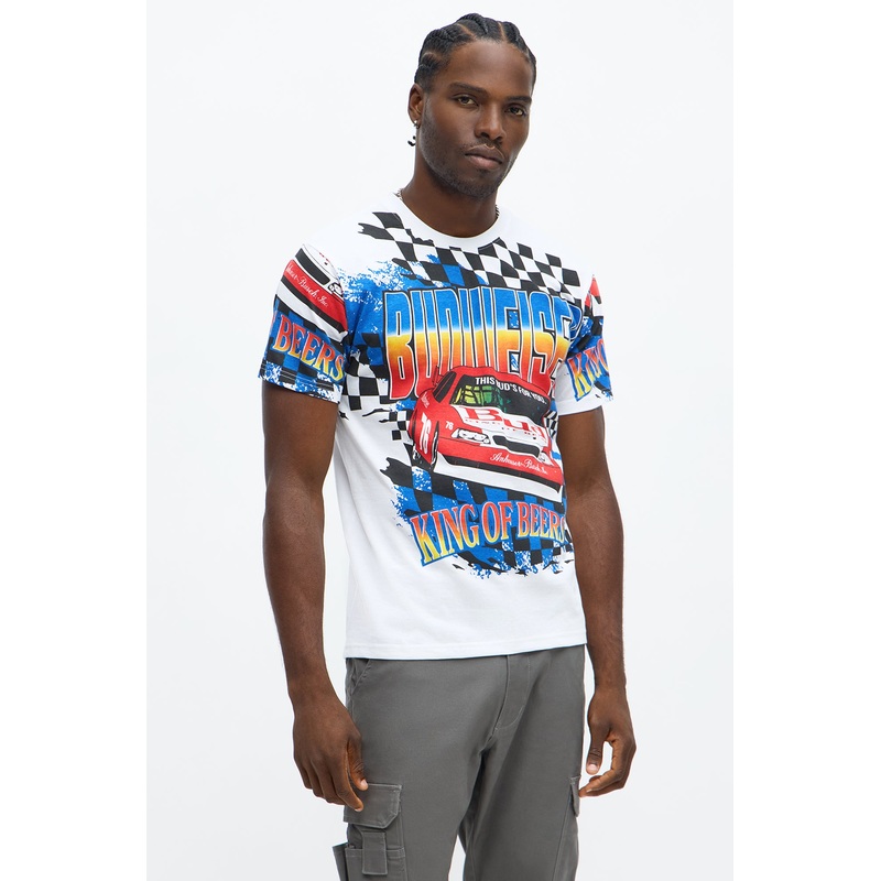 Budweiser Vintage Racecar Short Sleeve Tee – White