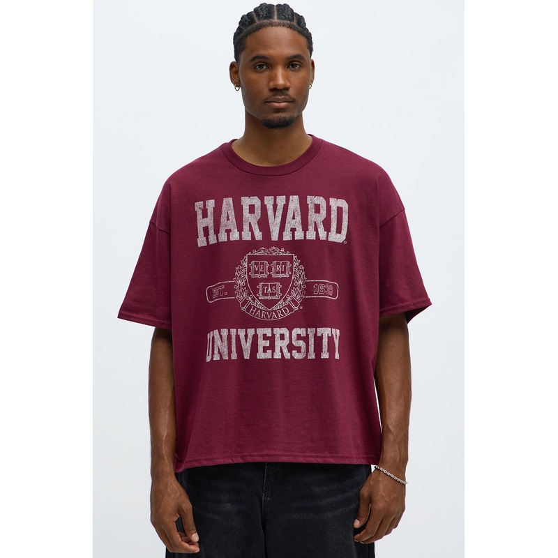 Harvard University Boxy Short Sleeve Tee – Burgundy