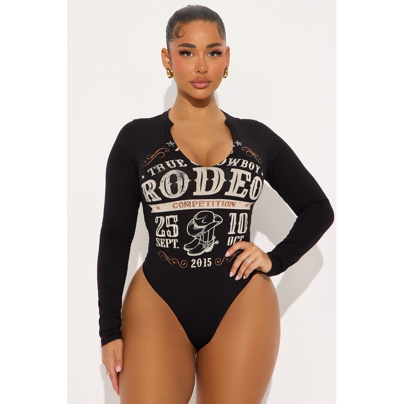 Rodeo Competition Long Sleeve Bodysuit – Black
