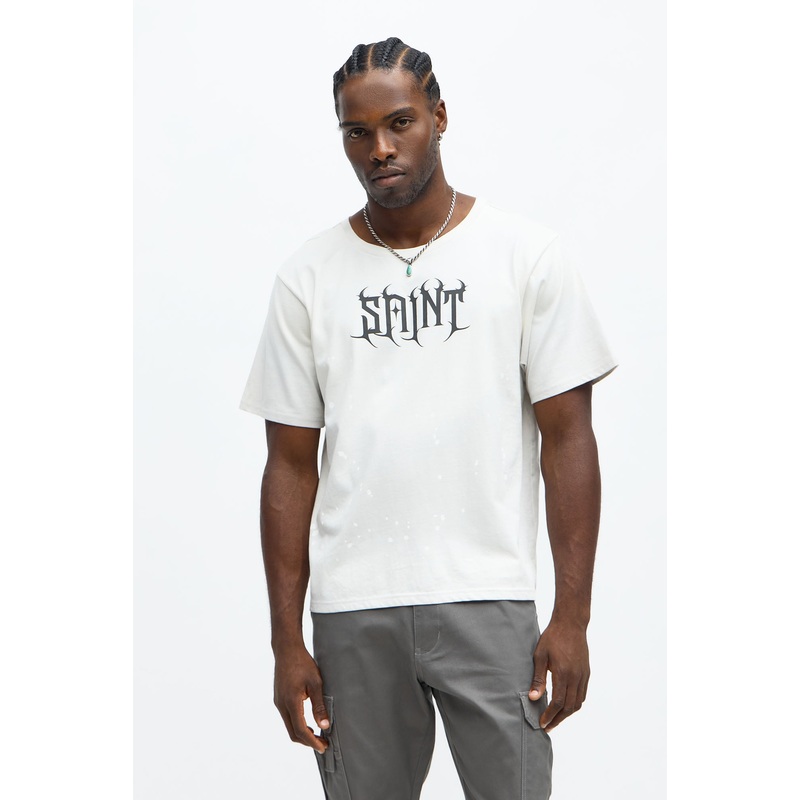 Saint Paint Splatter Short Sleeve Tee – White