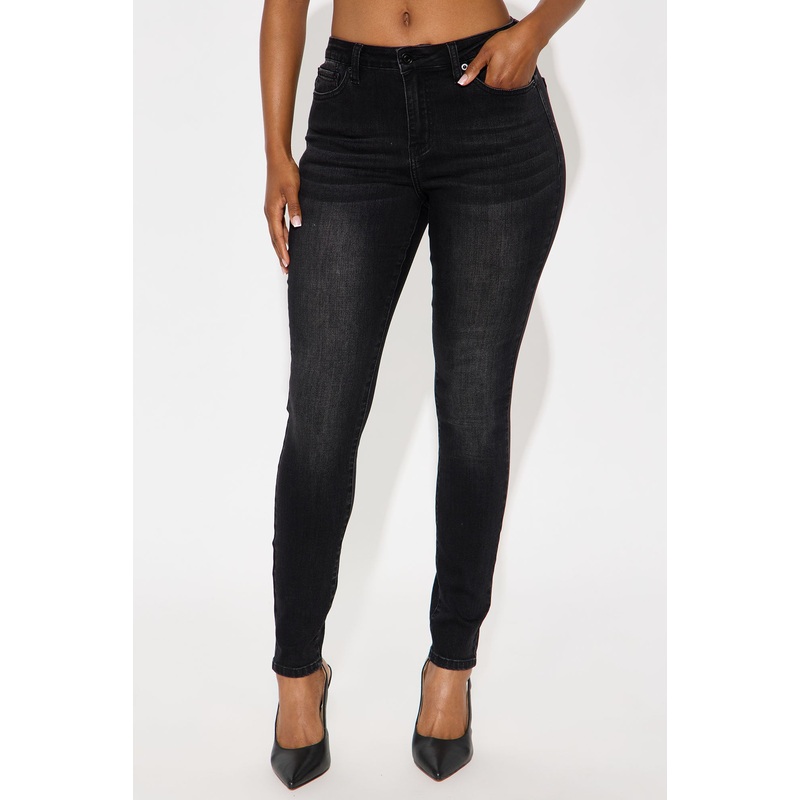 Something Better Mid Waist Skinny Jeans – Black Wash
