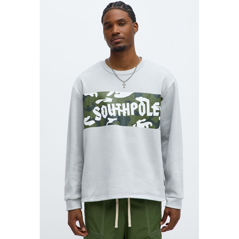 Southpole Camo Panel Hoodie – Grey