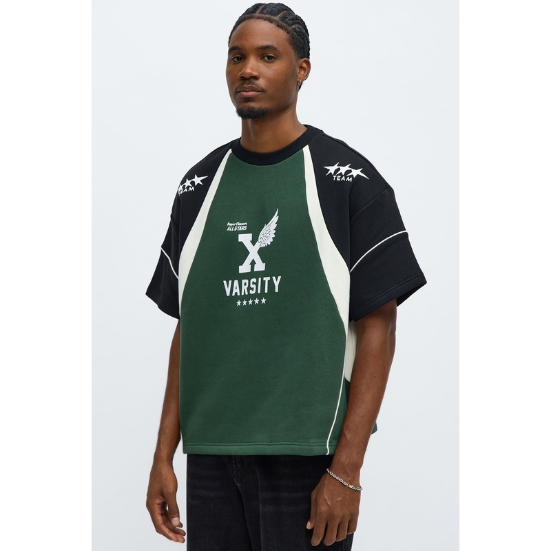 Tyson Oversized X Varsity Short Sleeve Tee – Green/combo