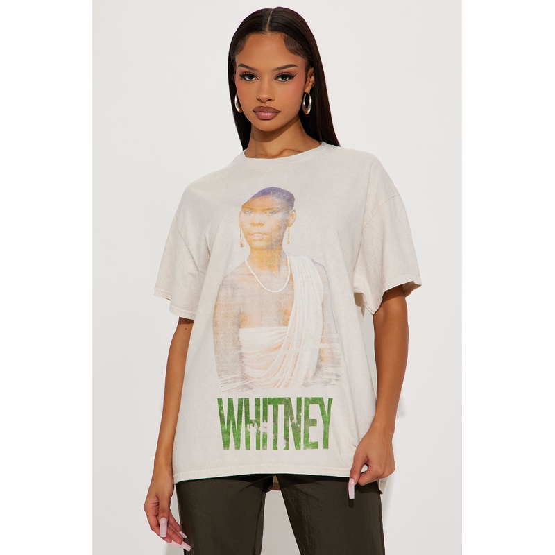Whitney Houston Natural Washed Tee – Taupe