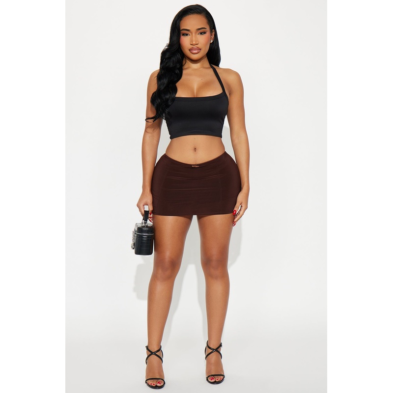 Blaire Lace Trim Micro Mini Skort – Chocolate