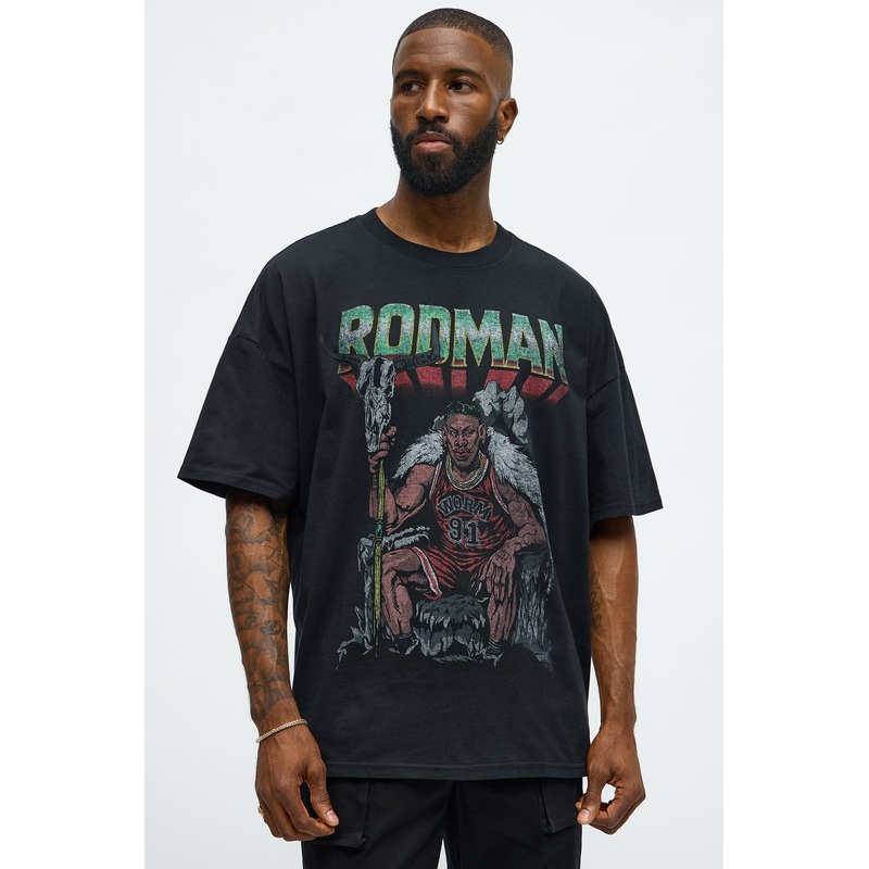 Dennis Rodman At The Throne Short Sleeve Tee – Black Wash