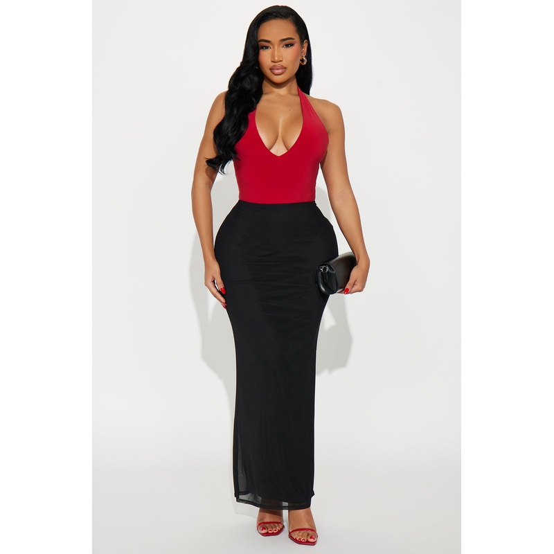 Emmeline Mesh Maxi Skirt – Black