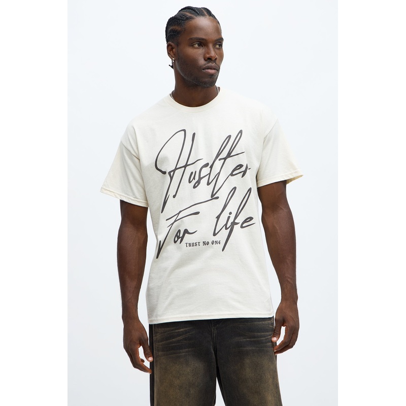 Hustler For Life Oversized Short Sleeve Tee – Natural