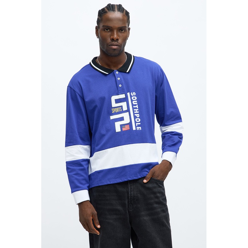 Southpole Long Sleeve Logo Polo – Royal