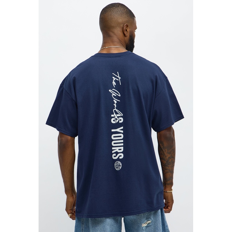 The World Is Yours Oversized Short Sleeve Tee – Navy
