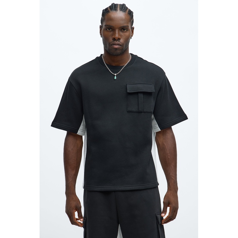 Tyson Paneled Cargo Short Sleeve Tee – Black/combo