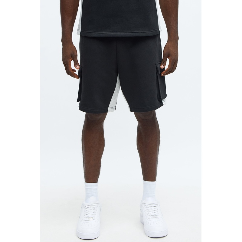 Tyson Relaxed Paneled Cargo Shorts – Black/combo