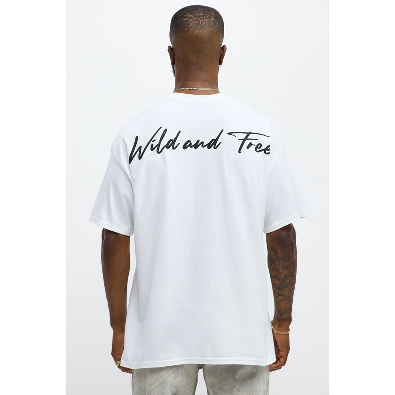 Wild And Free Oversized Short Sleeve Tee – White