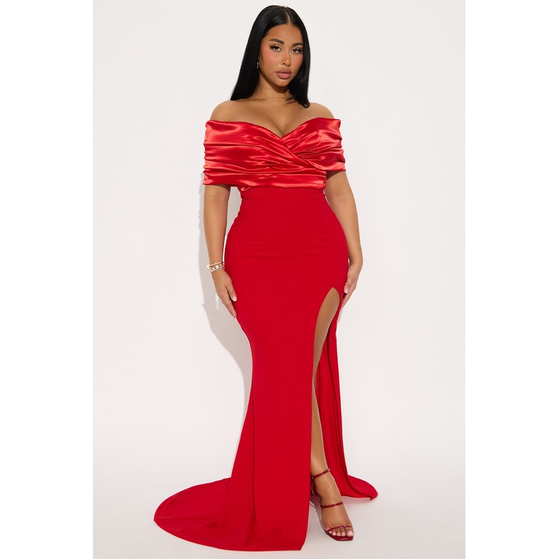 Am I The Drama Draped Maxi Dress – Red
