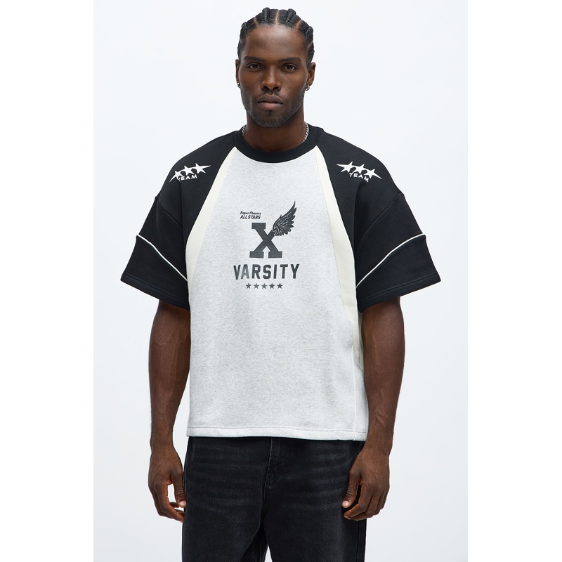 Tyson Oversized X Varsity Short Sleeve Tee – Heather/Combo