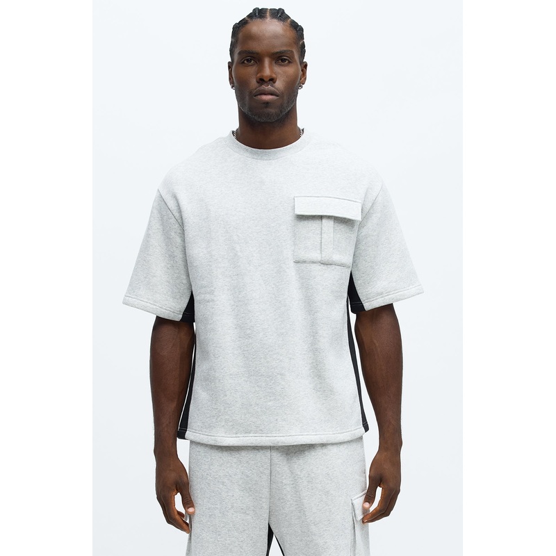 Tyson Paneled Cargo Short Sleeve Tee – Heather/Combo