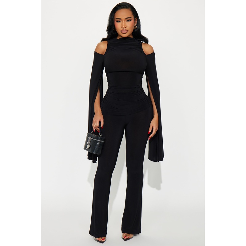Vivian Ruched Pant Set – Black