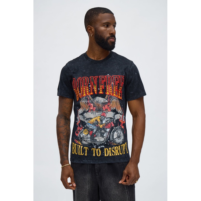 Born Free Washed Short Sleeve Tee – Black Wash