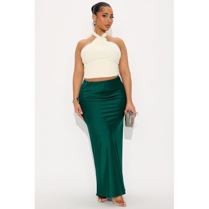 Brunch to GNO Satin Maxi Skirt – Emerald