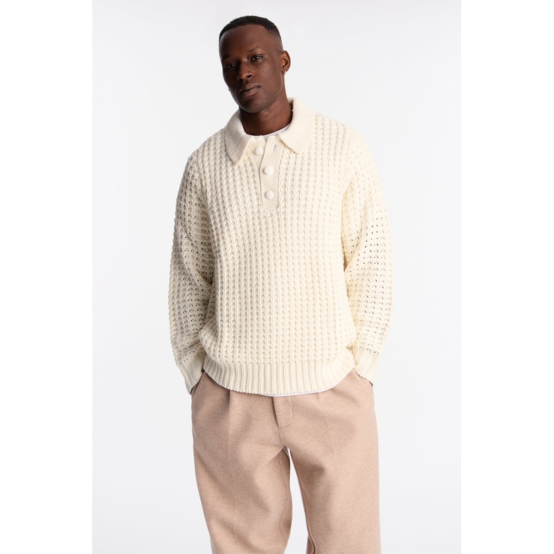 Chunky Sweater Polo – Off White