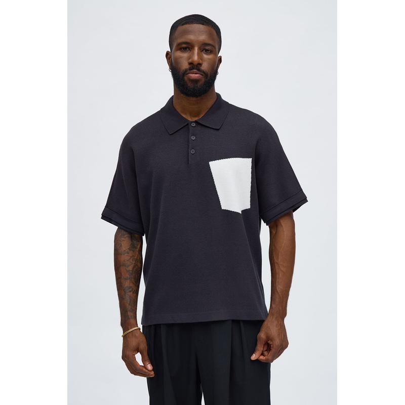Elevated Contrast Polo – Black
