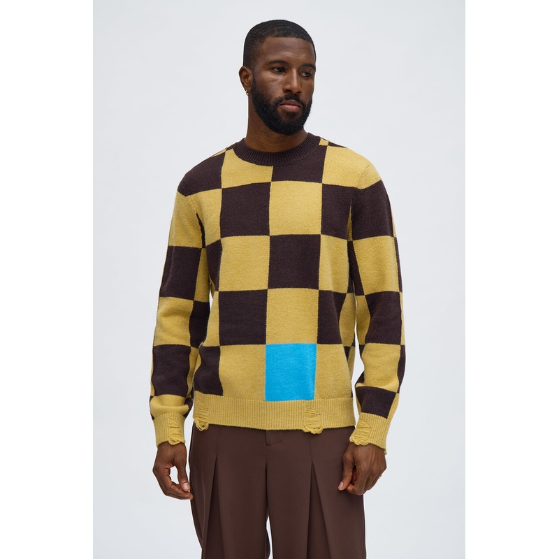 Fractured Crewneck Sweater – Brown Combo