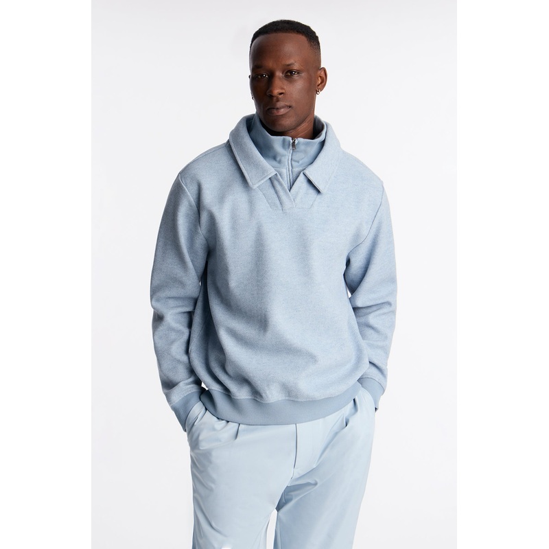 Layered Edit Quarter Zip – Blue