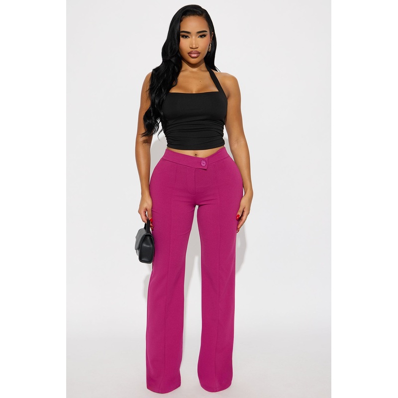 Call It Even Wide Leg Dress Pants – Raspberry
