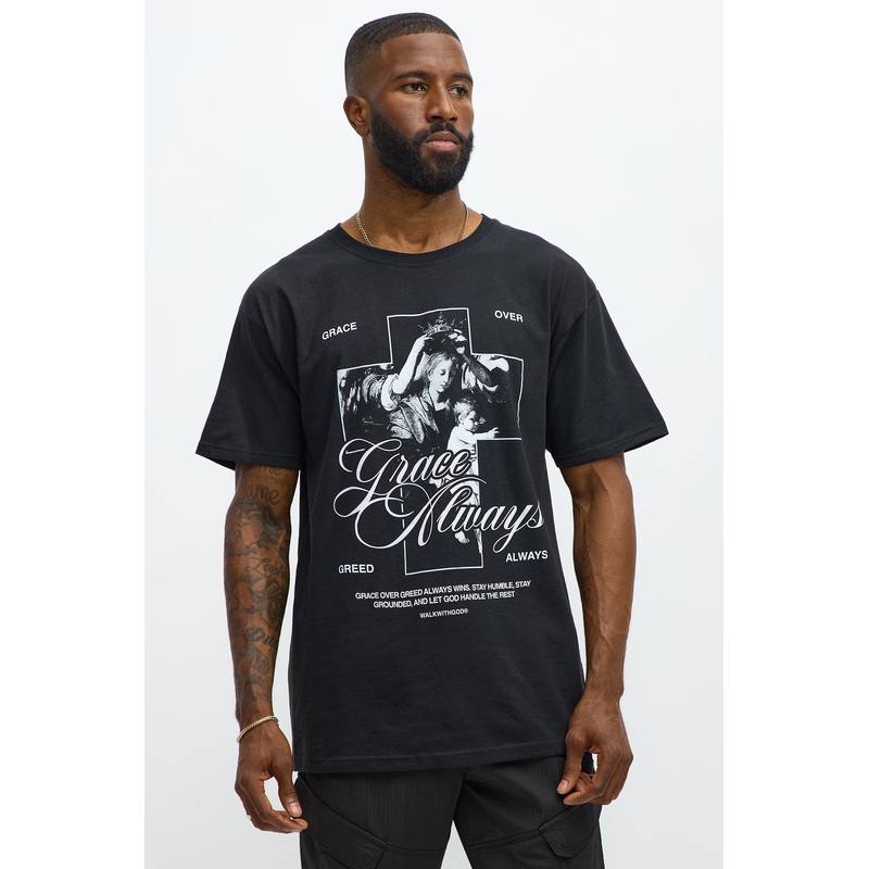 Grace Always Prevails Short Sleeve Tee – Black