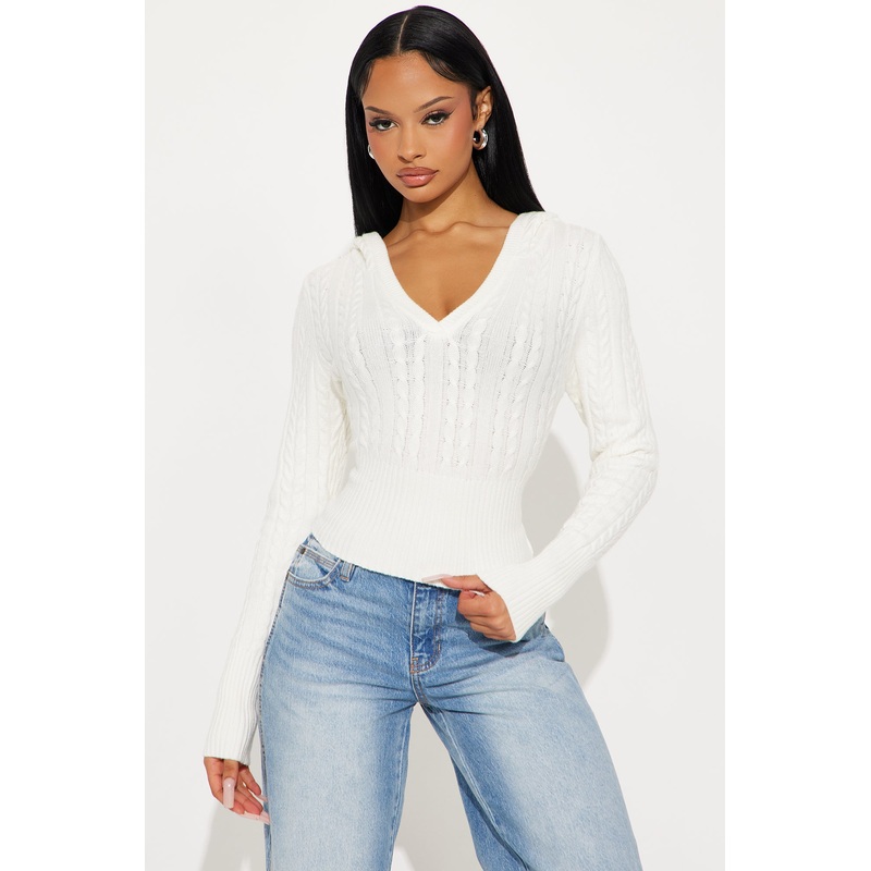 All Day Cable Knit Pullover Sweater – Cream