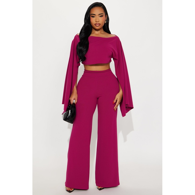 Amara Off Shoulder Pant Set – Magenta