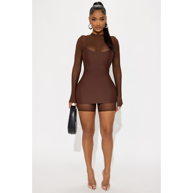 Anya 2 Piece Double Lined Mini Dress – Chocolate
