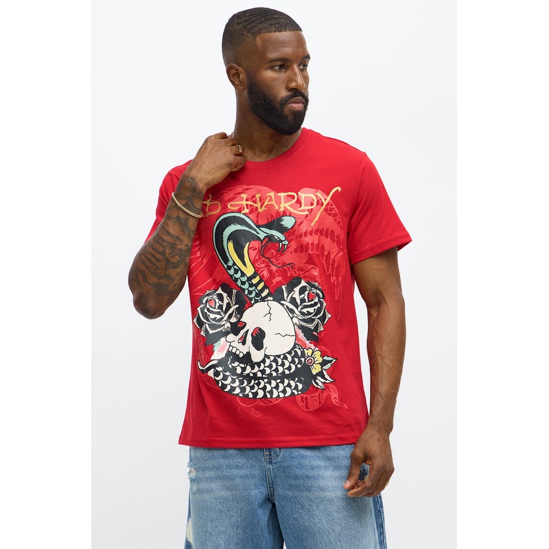 Ed Hardy Cobra Rose Tattoo Short Sleeve Tee – Red