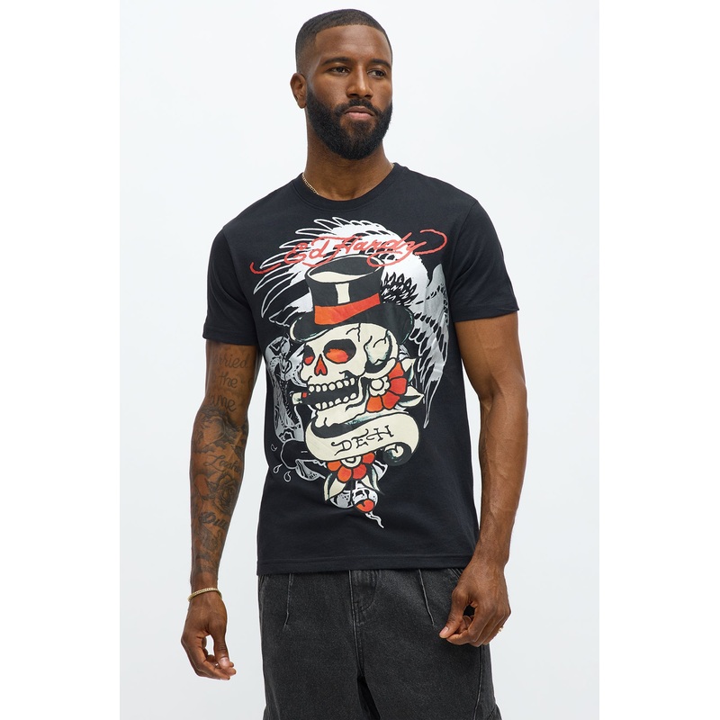 Ed Hardy Skeleton Tattoo Short Sleeve Tee – Black