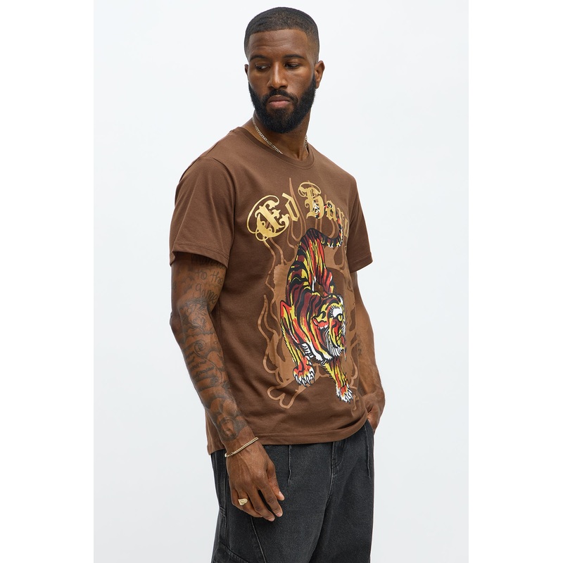 Ed Hardy Tiger Design Short Sleeve Tee – Chocolate