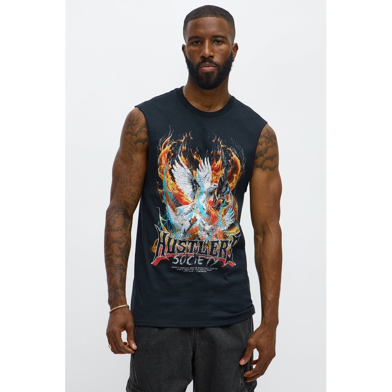 Hustler Society Reigns Muscle Tee – Black