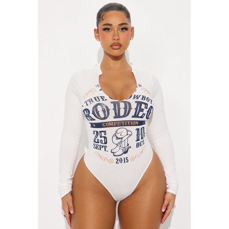 Rodeo Competition Long Sleeve Bodysuit – White