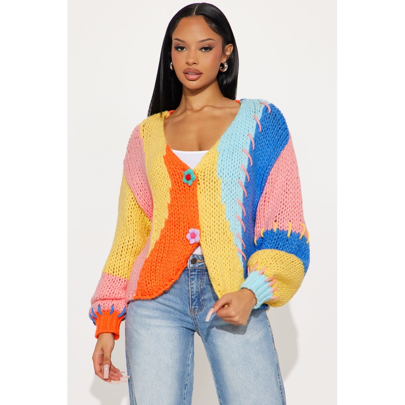 Autumn Kissed Color Block Chunky Cardigan – Multi Color