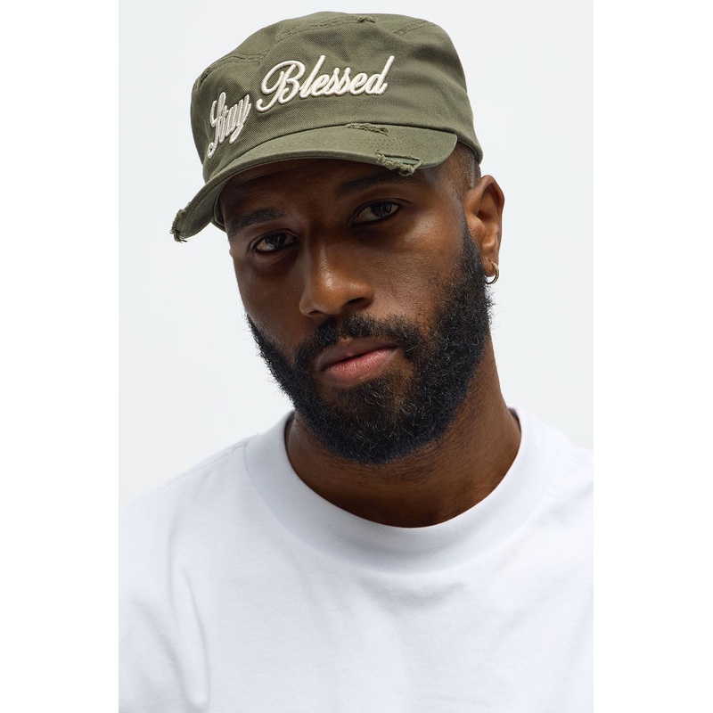 Stay Blessed Denim Painters Snapback Hat – Olive