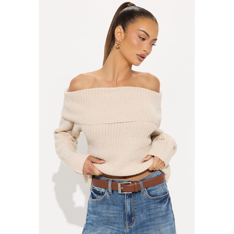 You Wish One Shoulder Sweater – Beige